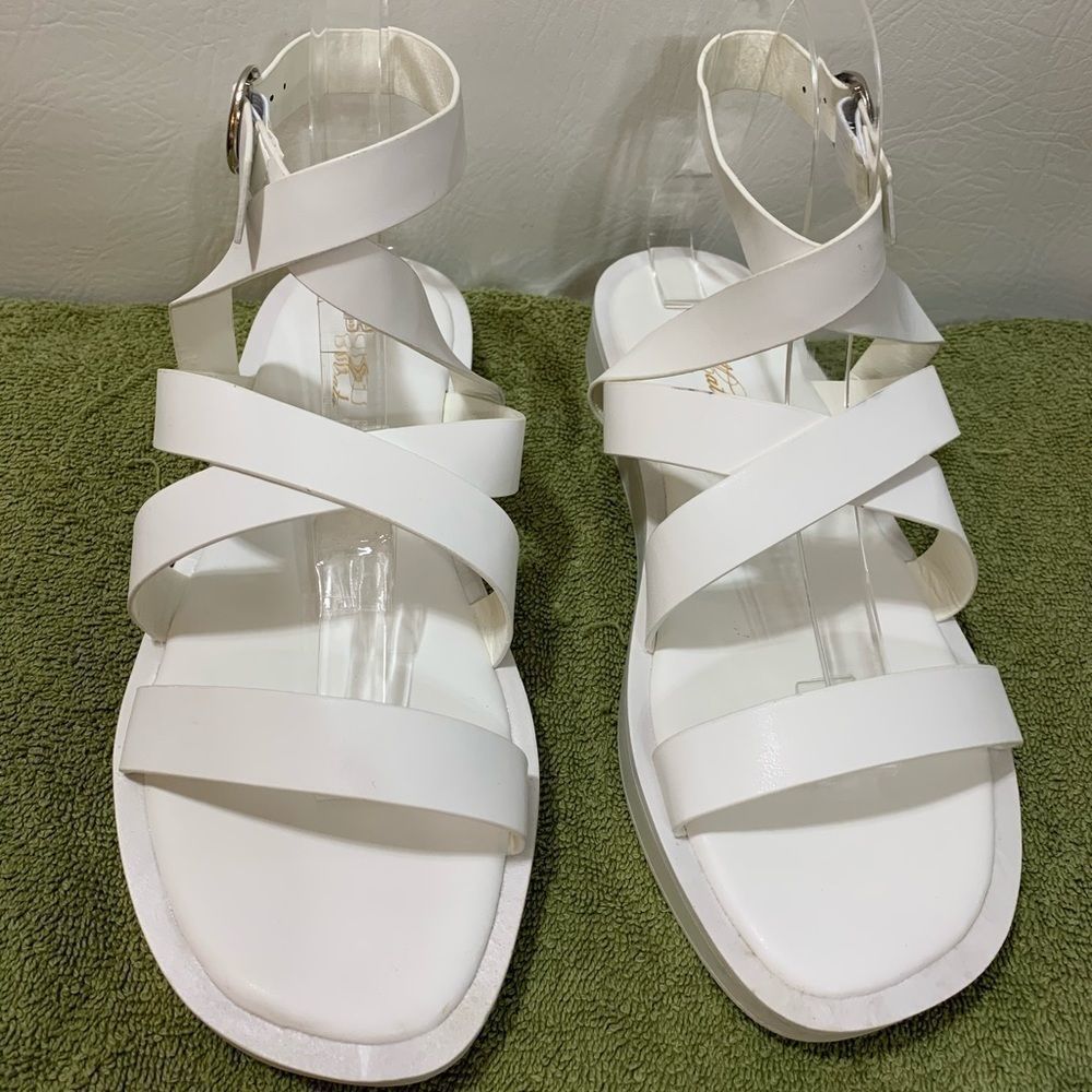 Mata “Road Trip” White Ankle Strap Shoes